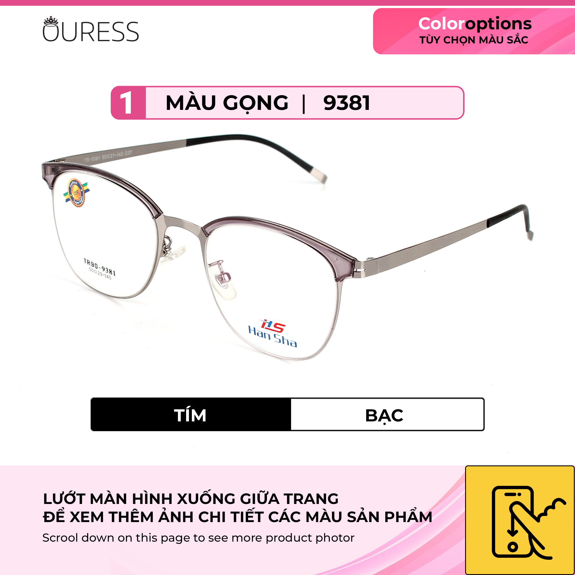 GỌNG KÍNH HỢP KIM SIÊU NHẸ HỢP THỜI TRANG – HÀNG CHÍNH HÃNG 9381