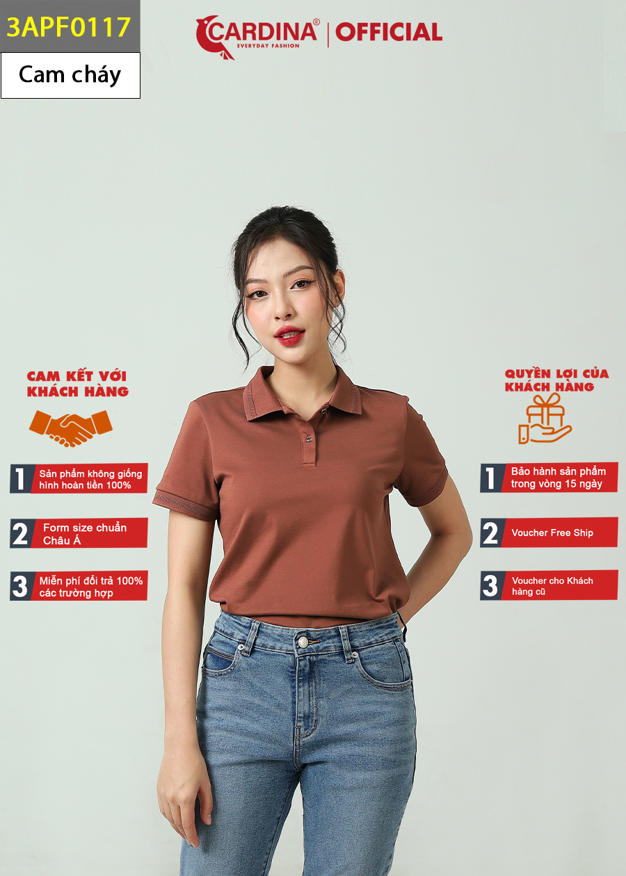 Áo Polo Nữ CARDINA Chất Cotton CVC Cao Cấp Áo Thun Cổ Bẻ Cộc Tay Mềm Mại Thoáng Mát 3APF01