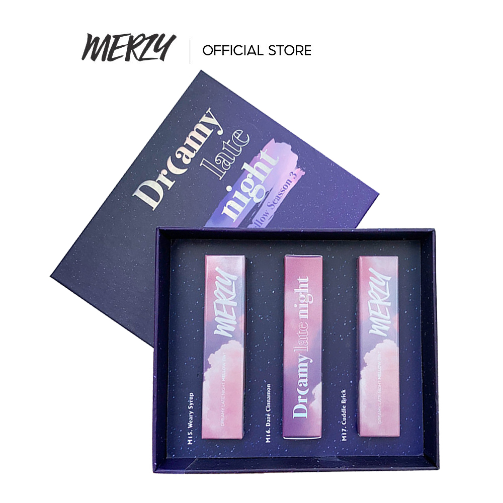 Set 3 Son Kem Lì Mịn Mượt, Lâu Trôi Merzy Dreamy Late Night Mellow Tint