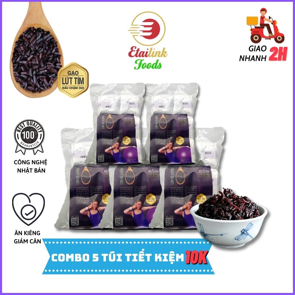 [GIAO NHANH 2H]Combo 5 Túi cơm gạo lứt tím ăn liền Etailink - túi 6 bánh cơm 135g - Hỗ trợ giảm cân