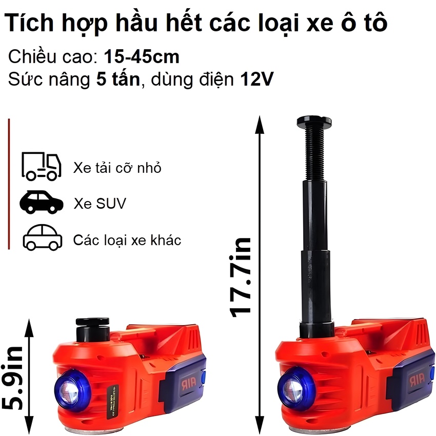 HÀNG CHÍNH HÃNG - Bộ nâng kích gầm điện, kiêm máy bơm lốp tự ngắt 2 trong 1. Thương hiệu Đức ROGTZ cao cấp TY-EHJ03
