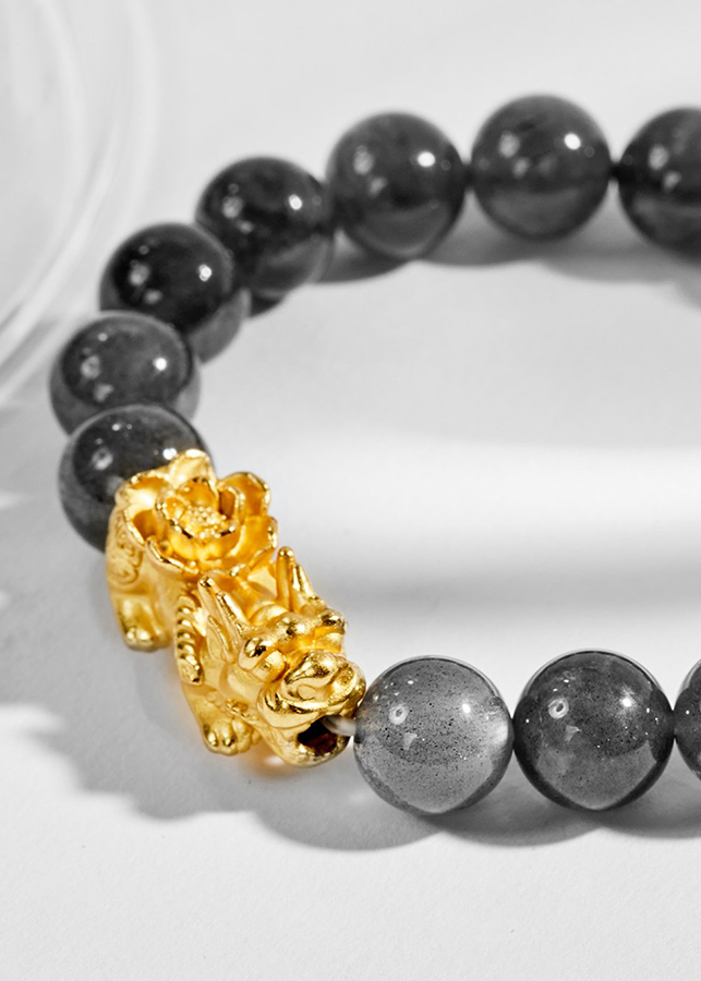 Vòng tay Labradorite Phối Tỳ Hưu Bạc mạ vàng 24k