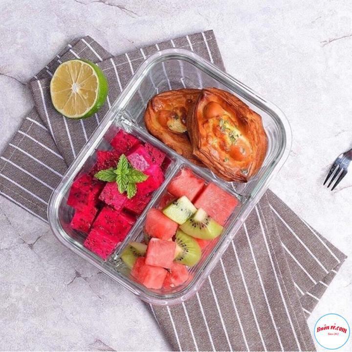 Combo 6 Hộp Cơm 3 Ngăn Chất Liệu Thủy Tinh Cường Lực 00873