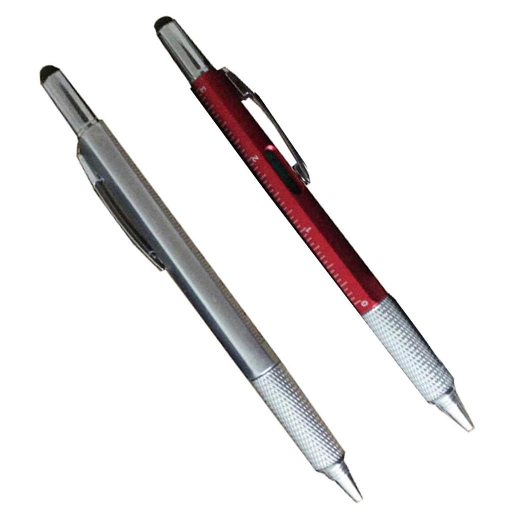 Capacitive Pen Stylus Ballpoint Pen for Samsung iPhone Computer Red+Silver