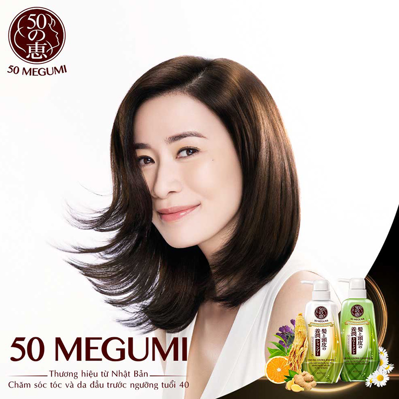 Hộp Quà Ngăn Rụng Tóc 50 Megumi Hair Fall Control (Dầu Gội 400ml + Dầu Xả 400ml) + Túi Du Lịch 50 Megumi Cỡ Lớn