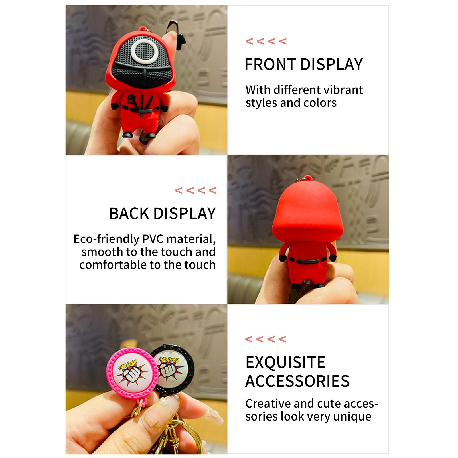Squid Game Keychain Korean TV Character Pendant Metal Keychain Christmas Ornament Key Ring for DIY Art Craft Making