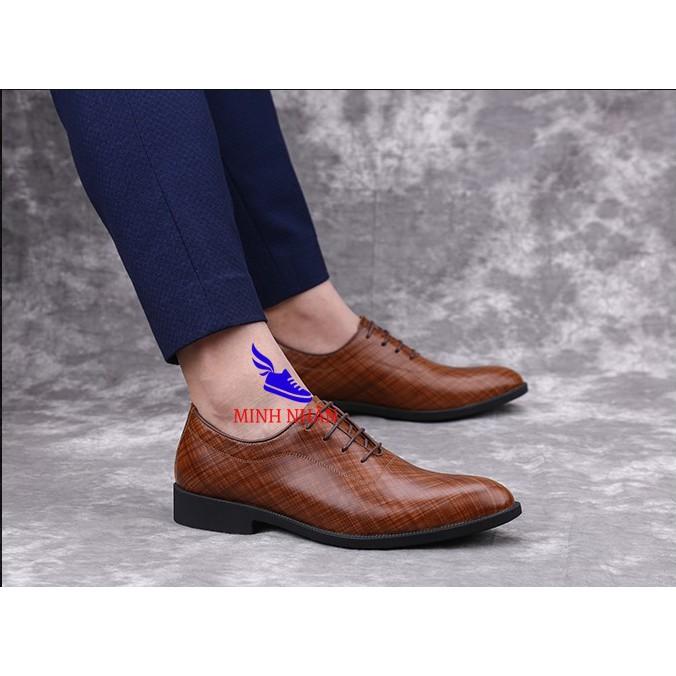 Minh Nhân-Giày Tây nam da bò Oxford Shoes giày buộc dây công sở nam tây nam giá rẻ da bò cao cấp Đẹp Thời trang B-4