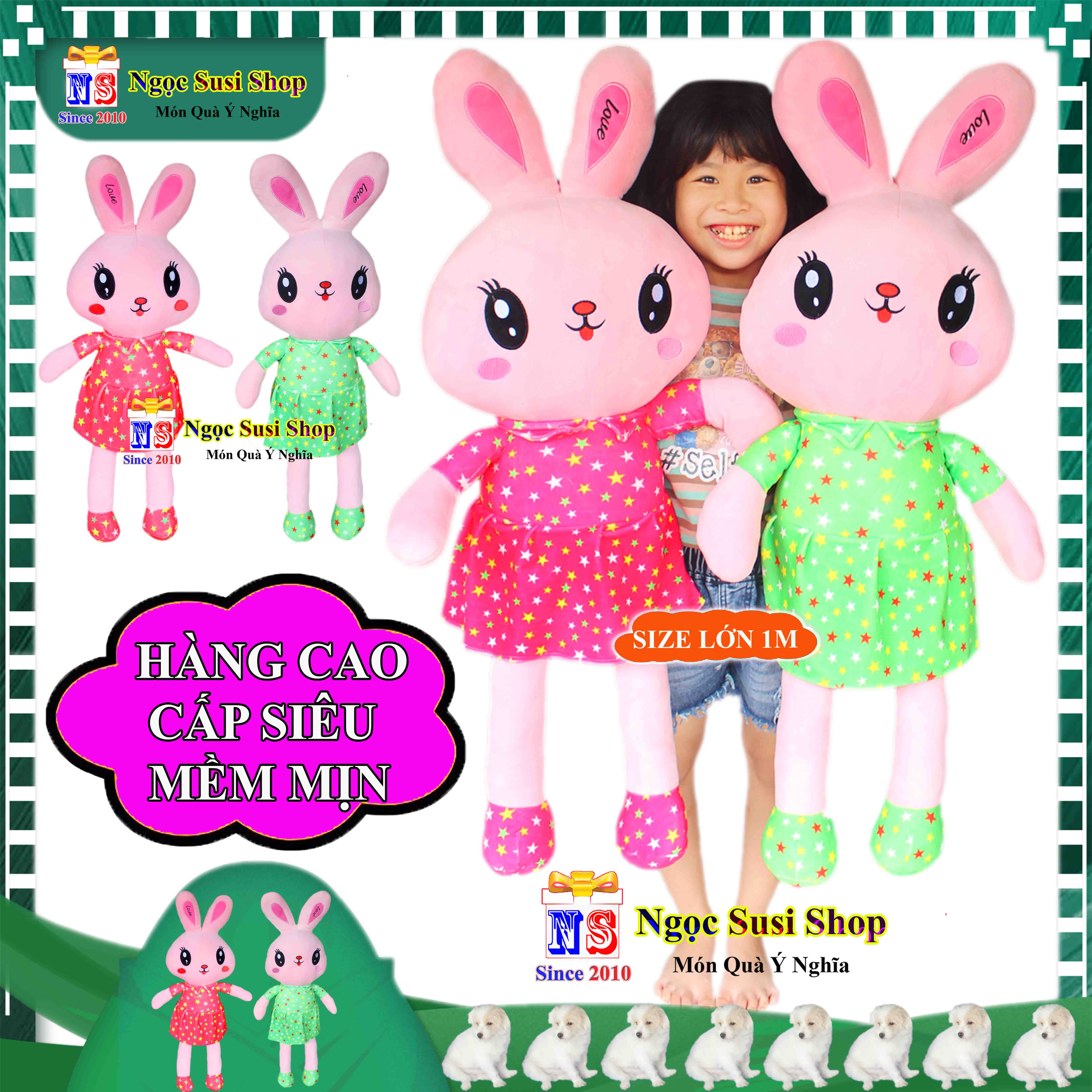 GỐI ÔM THÚ BÔNG THỎ MẶC ĐẦM BÚP BÊ SIÊU MỀM MỊN ÔM NGỦ - THÚ BÔNG HÌNH CON THỎ BÚP BÊ SIÊU CƯNG