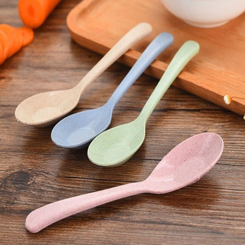 ☆YOLA☆ Eco Friendly Wheat Straw Kitchen Tableware Soup Spoon Portable New Flatware Kids Long Handle