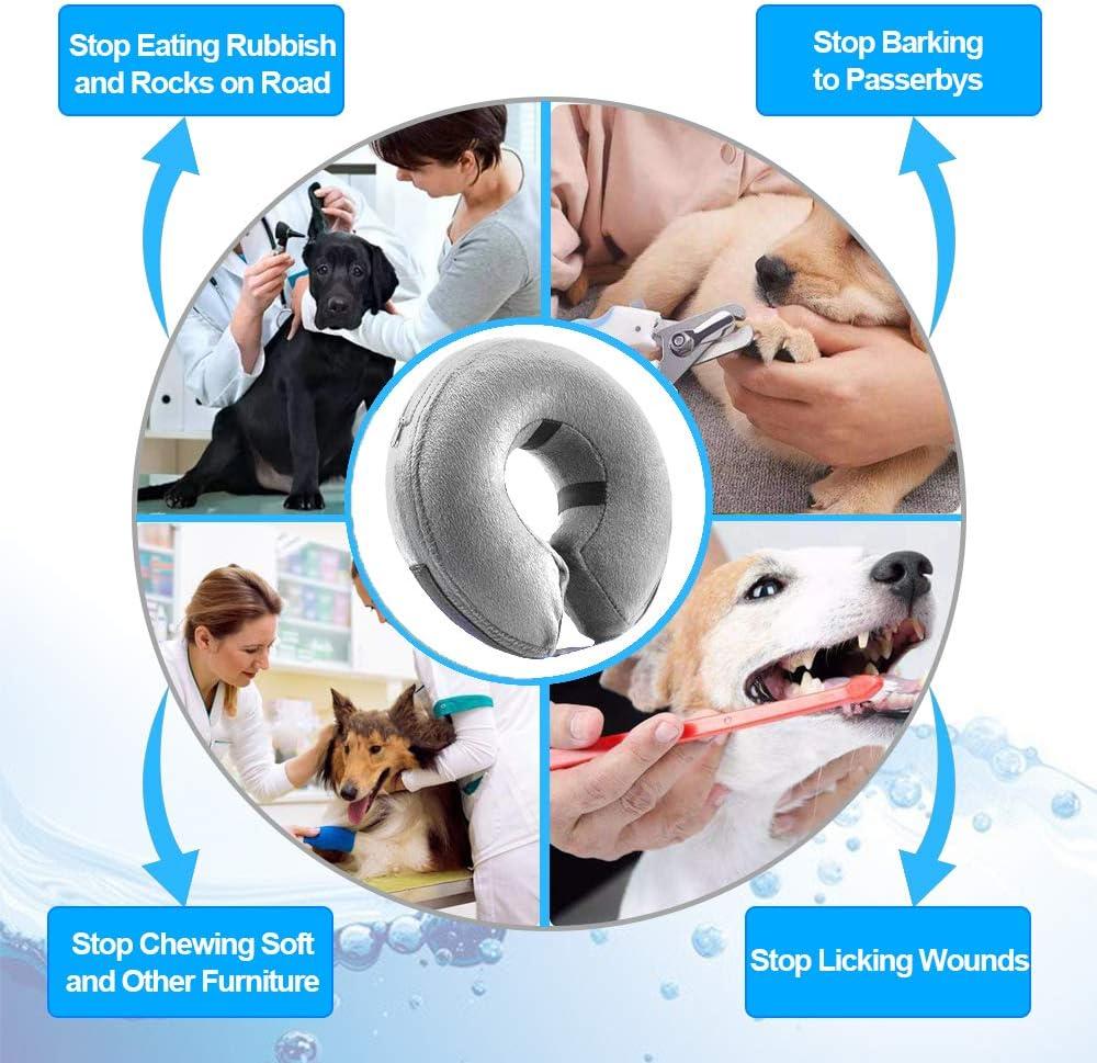 Siêu Vòng Cổ Cho Chó Bơm Hơi Bảo Vệ Cổ Cho Chó Cổ Bảo Vệ Có Thể Điều Chỉnh Cổ Thú Cưng Thoải Mái Cổ Bảo Vệ Với Khóa Dán Màu Xám L