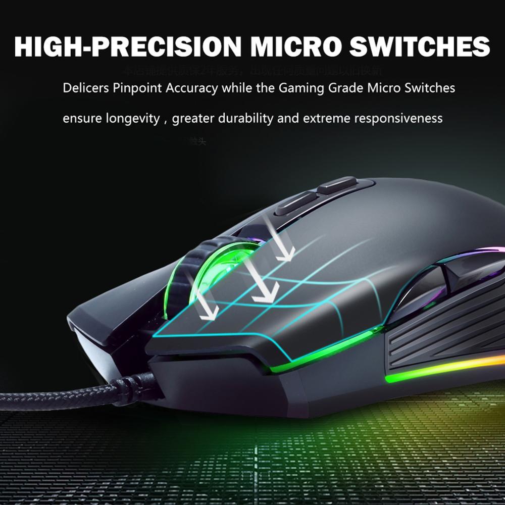 Ban Đầu Có Dây Nghề Nghiệp Chuột Chơi Game Chuột 3600/7200DPI Đèn Nền RGB LED Cảm Biến Quang Học 7 Nút Cho Máy Tính Laptop máy Tính Game Thủ