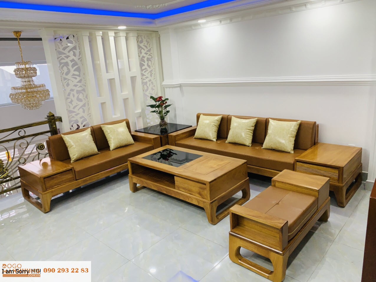 Bộ bàn ghế sofa, salon 2 văng gỗ gõ đỏ MAU224 - Đồ Gỗ Mạnh Hùng