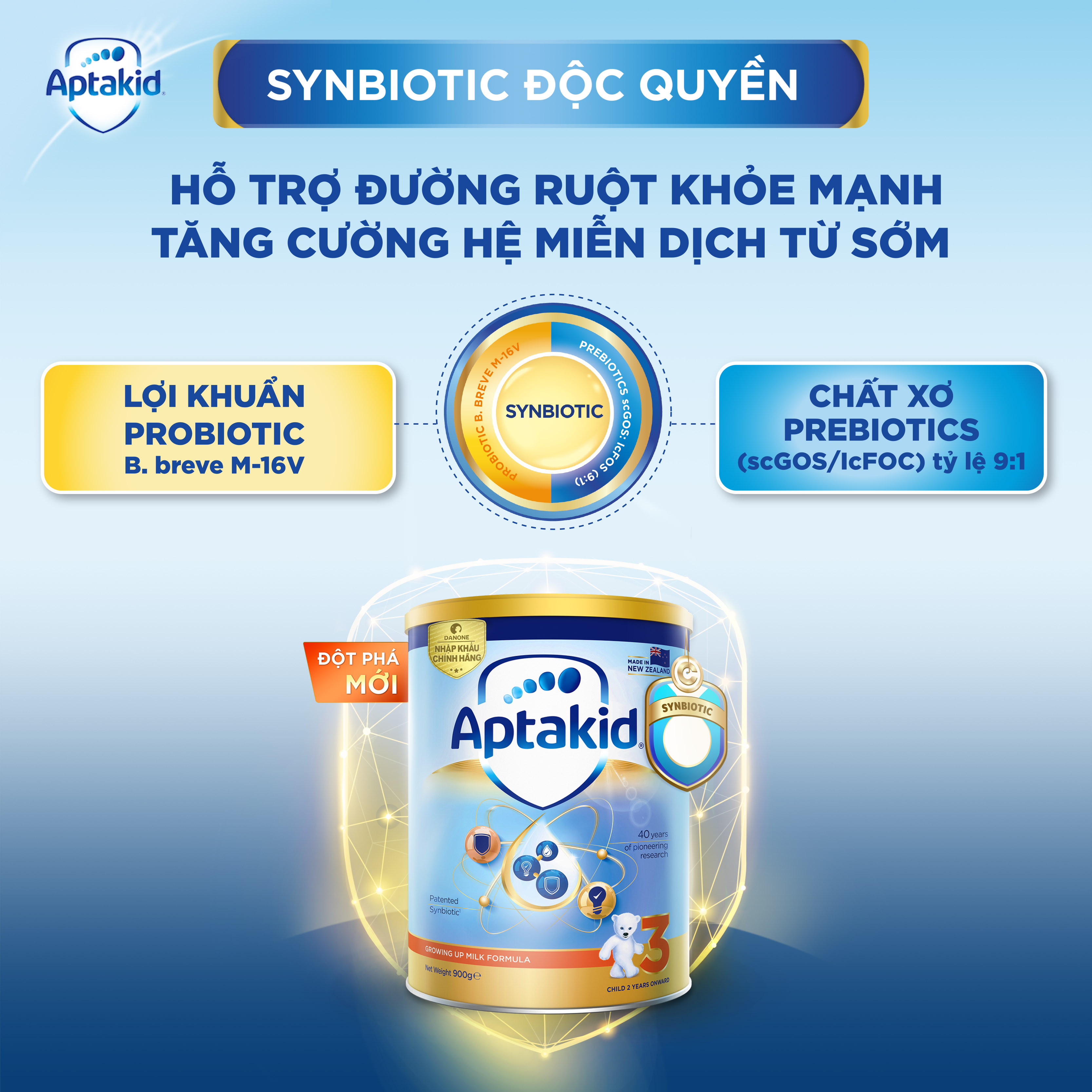 Combo 2  Sữa bột Aptakid New Zealand hộp thiếc (900g/lon) cho bé trên 24 tháng tuổi