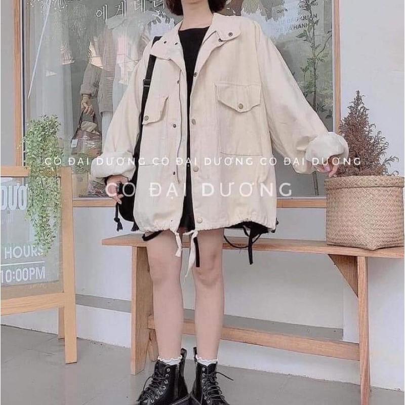Áo khoác kaki oversize dáng siêu to khổng lồ K01A, kèm ảnh thật trong phần phân loại