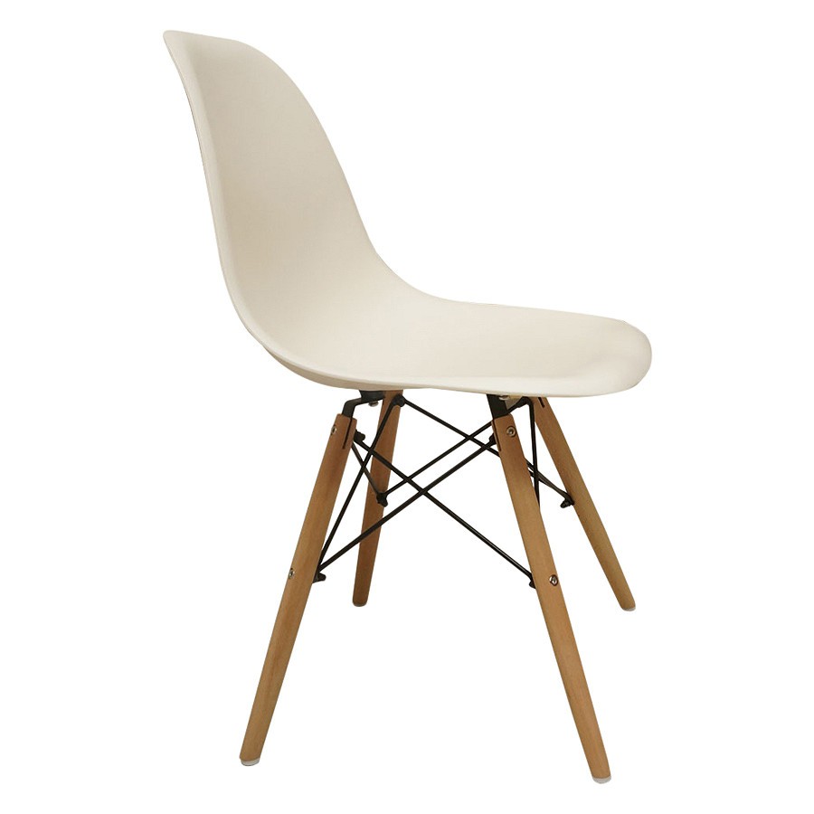 Ghế nhựa Eames chân gỗ  (màu trắng)