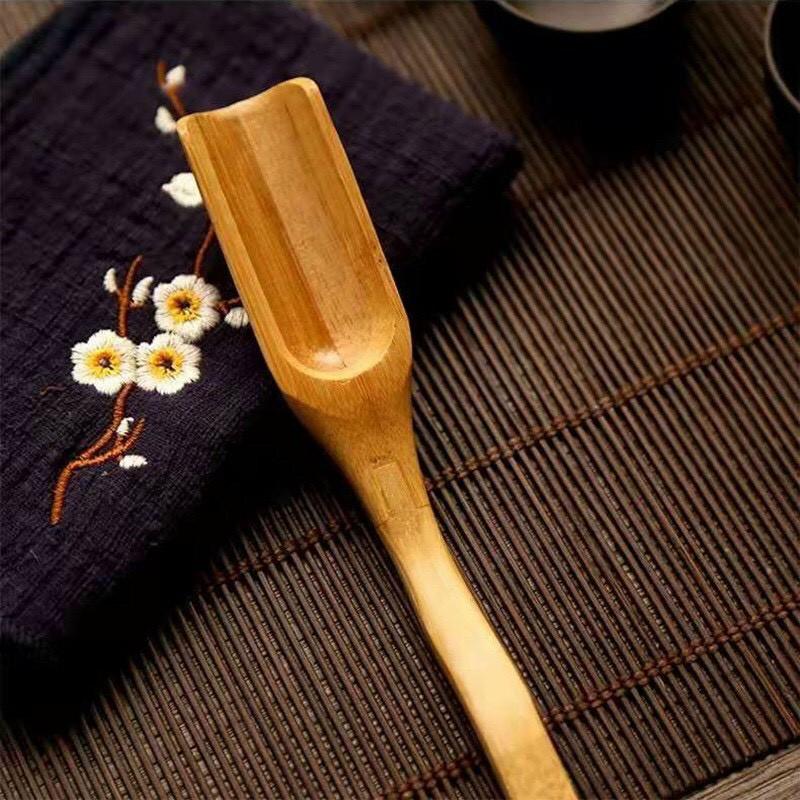 Muỗng tre đong trà, thìa xúc trà khô, dụng cụ bàn trà