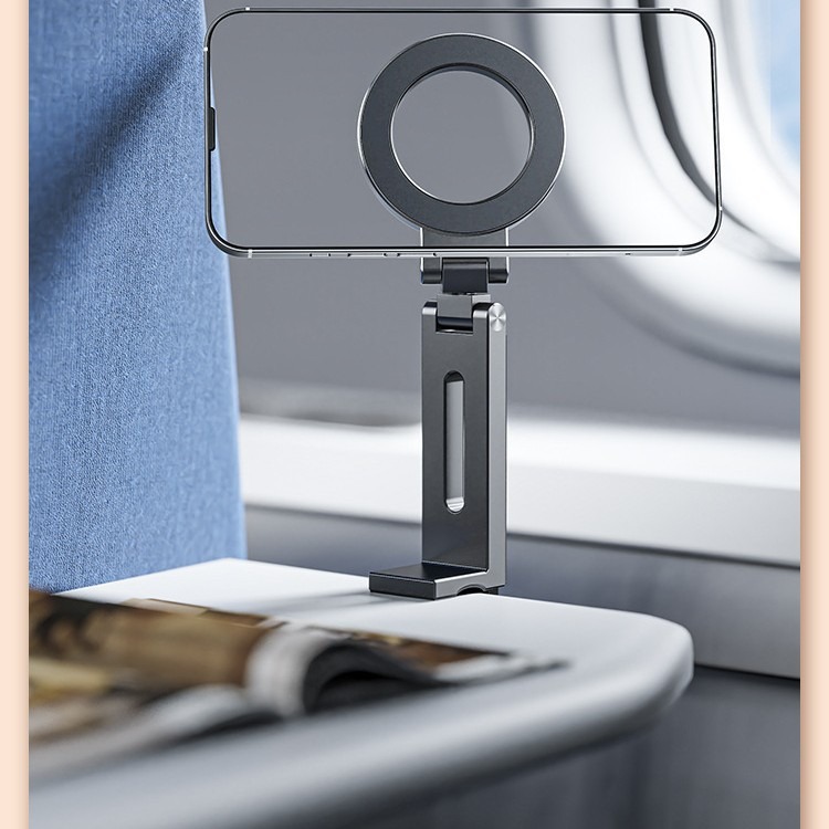 Giá đỡ kệ đỡ điện thoại từ tính gập xoay 360 độ để bàn, kẹp thành bàn, ô tô, máy bay livestream, selfile tự sướng- Hàng chính hãng