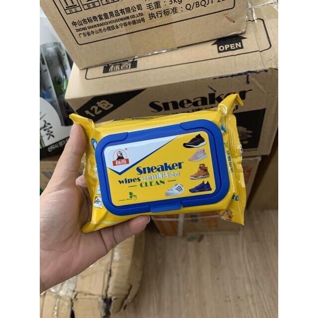 Khăn giấy lau giày đã tẩm sẵn nước lau giày siêu sạch Sneaker 30 tờ loại xịn. Tặng chai lau giày Plac