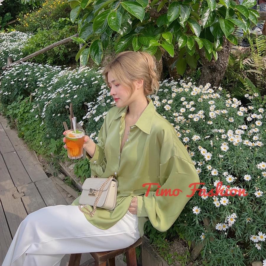 Set đồ nữ áo sơ mi kiểu dài tay kèm quần ống rộng, đồ bộ nữ mặc đi học, đi chơi siêu xinh phong cách hàn quốc BO001