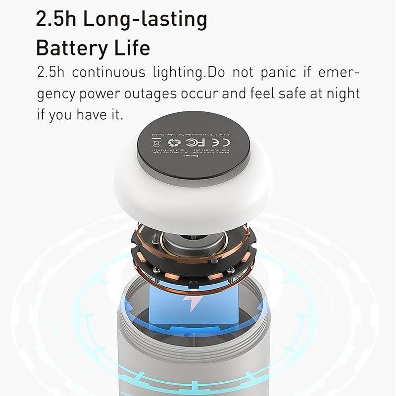 Đèn mini pin sạc tiện dụng Baseus starlit Night Car Emergency Light (500mAh Rechargeable, 4 Light Mode, Magnetic Holder) -Hàng Chính Hãng