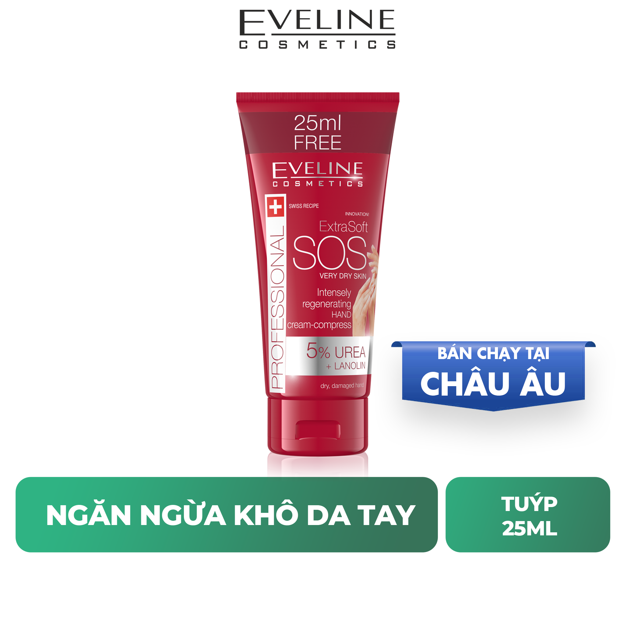 Kem ngăn ngừa khô da tay cấp tốc Eveline  EXTRA SOFT SOS REGENERATING 25ml