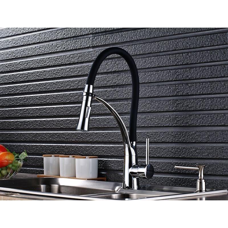VÒI RỬA NÓNG-LẠNH - THÂN VÒI KÉO DÀI LINH HOẠT, THƯƠNG HIỆU ROSLER-909 BLACK, ĐỒNG MẠ CHROME, AN TOÀN BỀN BỈ