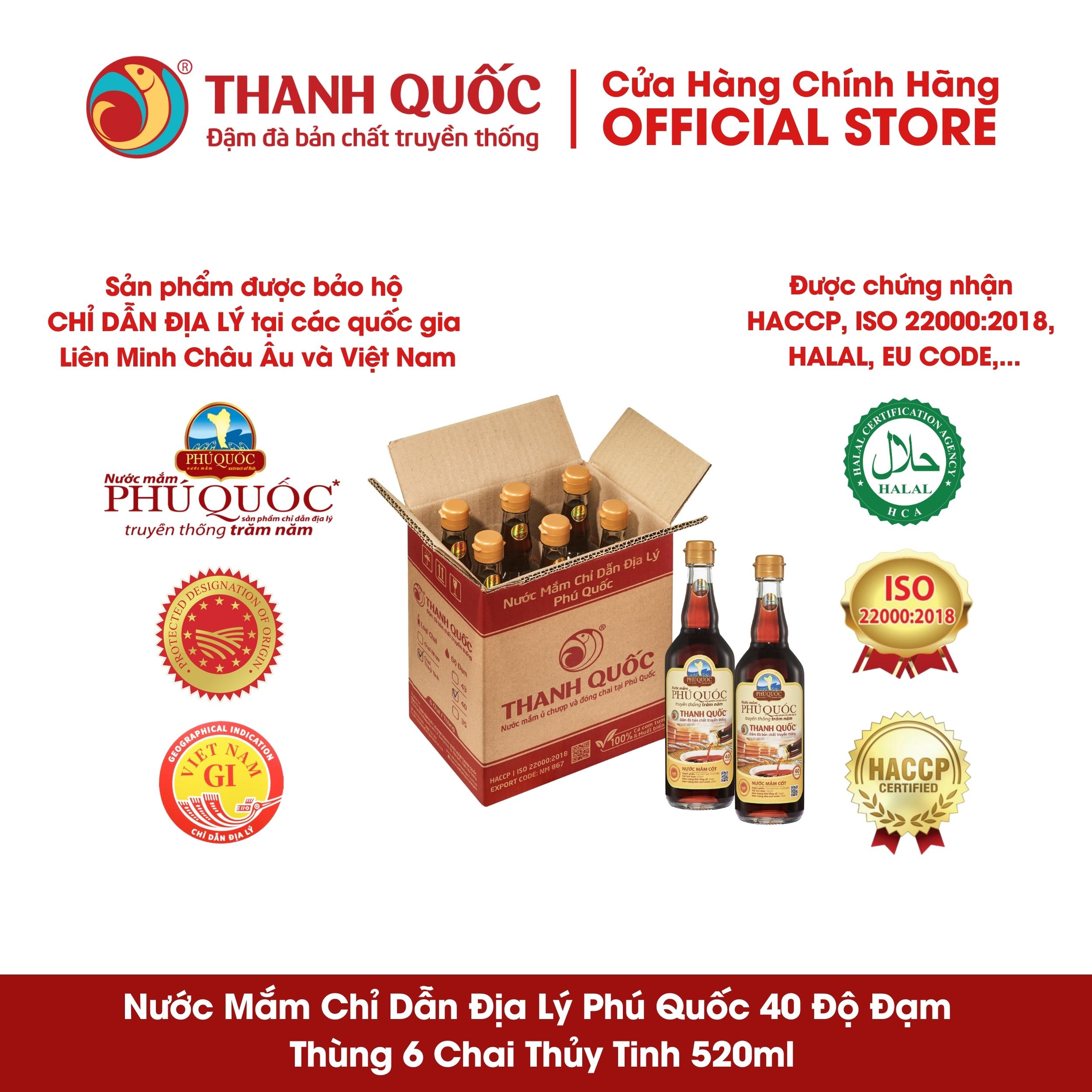 Hộp 6 Chai Nước Mắm Phú Quốc - Thanh Quốc 520ml 40N
