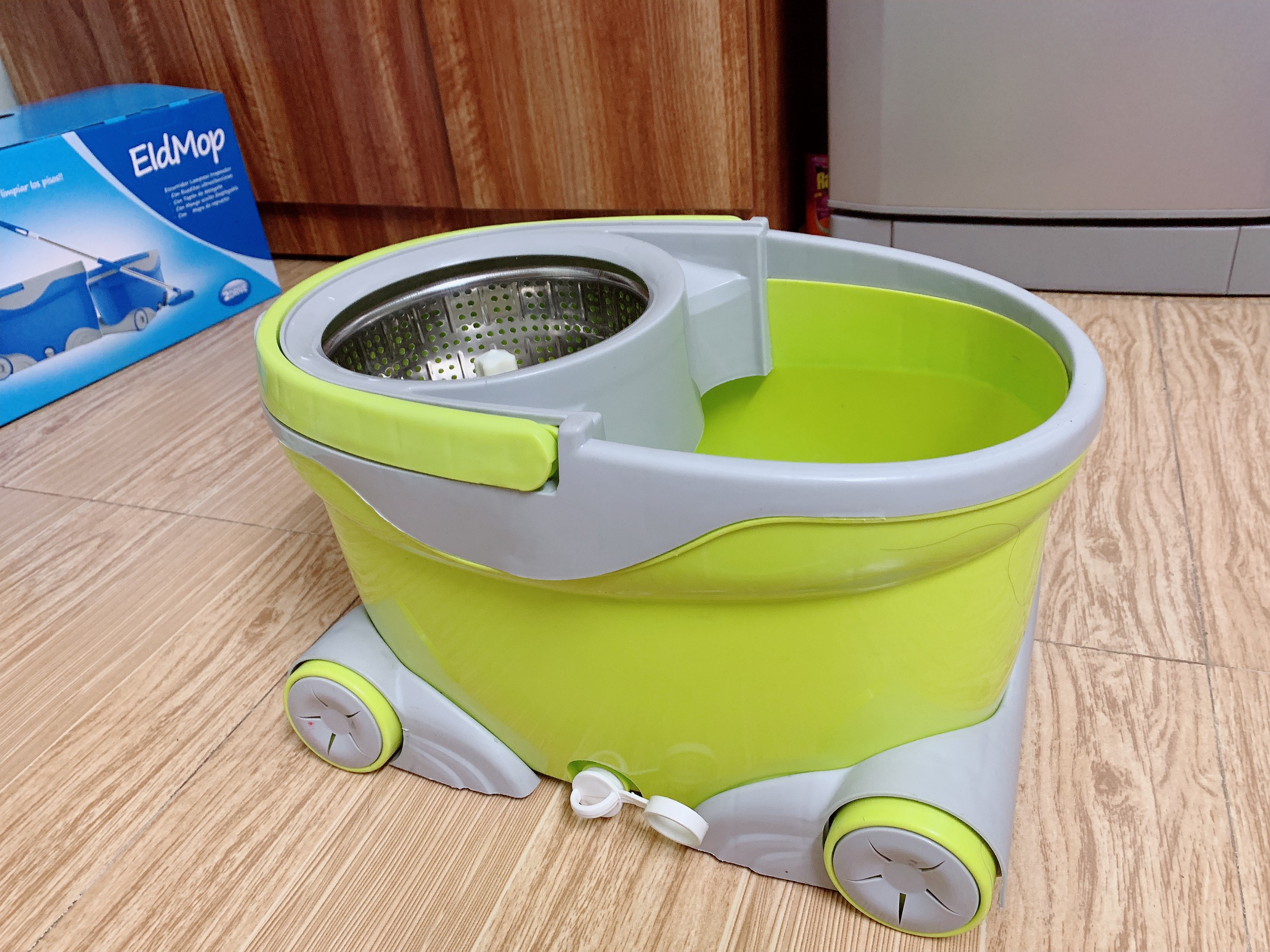 BỘ LAU NHÀ 360 CAO CẤP, THÔNG MINH - INOX, CÓ BÁNH XE, TẶNG KÈM BÔNG LAU