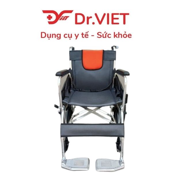 Xe lăn nhôm bánh mâm có thắng X-91L (NEW) (X-91L) mặt nệm lưới, túi đựng đồ rộng rãi, gấp gọn tiện lợi.