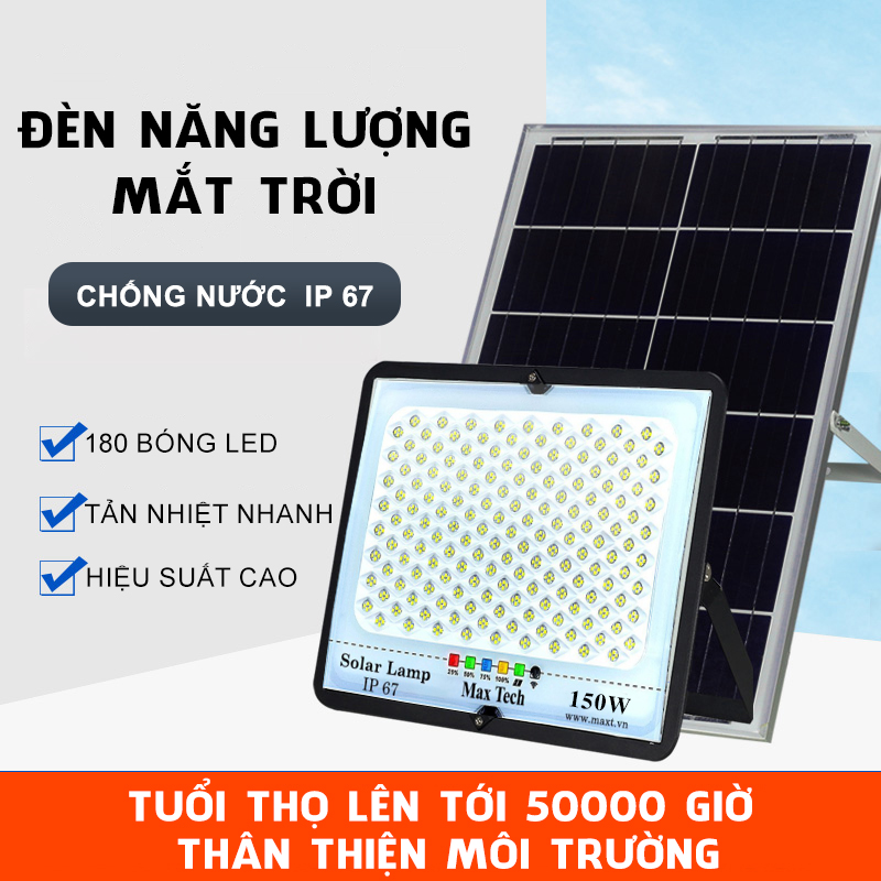 Đèn năng lượng mặt trời  MAXTECH bóng to 150w, 200w, 250w, 300w- Tiết kiệm điện,dễ lắp đặt - D1370