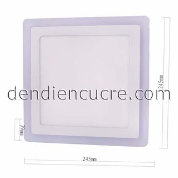 Đèn led ốp trần vuông 18+6W viền màu xanh dương