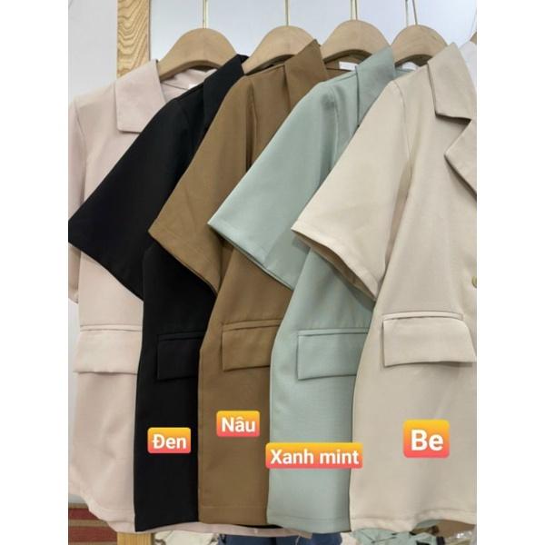 ÁO BLAZER NGẮN TAY 1 LỚP CÓ TÚI NẮP NỮ, ÁO VEST BLAZER CỘC TAY KHOÁC NGOÀI PHONG CÁCH HÀN QUỐC