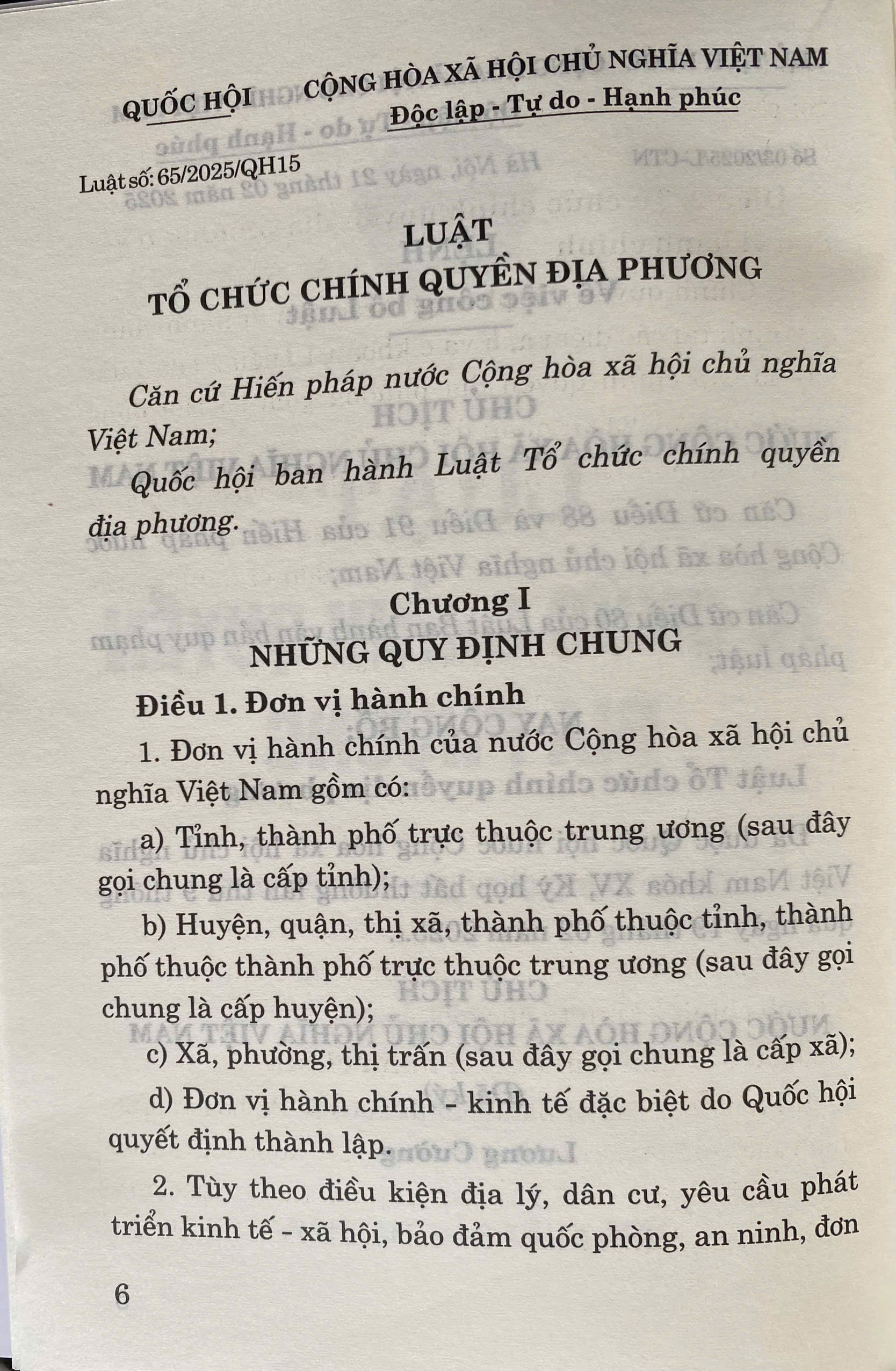 Luật Tổ Chức Chính Quyền Địa Phương