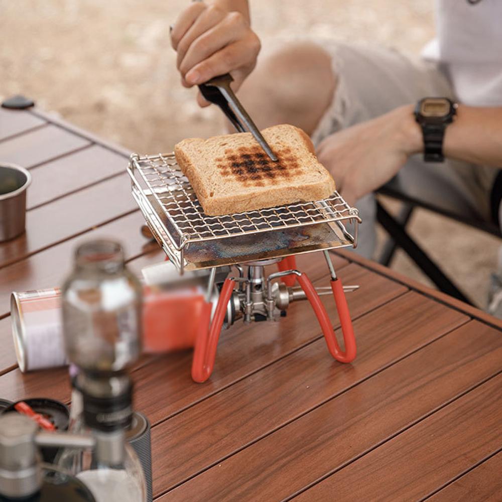 CAMPINGMOON Portable StoveTop Grill Net Mini Foldable Furnace Grill Rack Barbecue Toast Baking Holder Heating Bracket