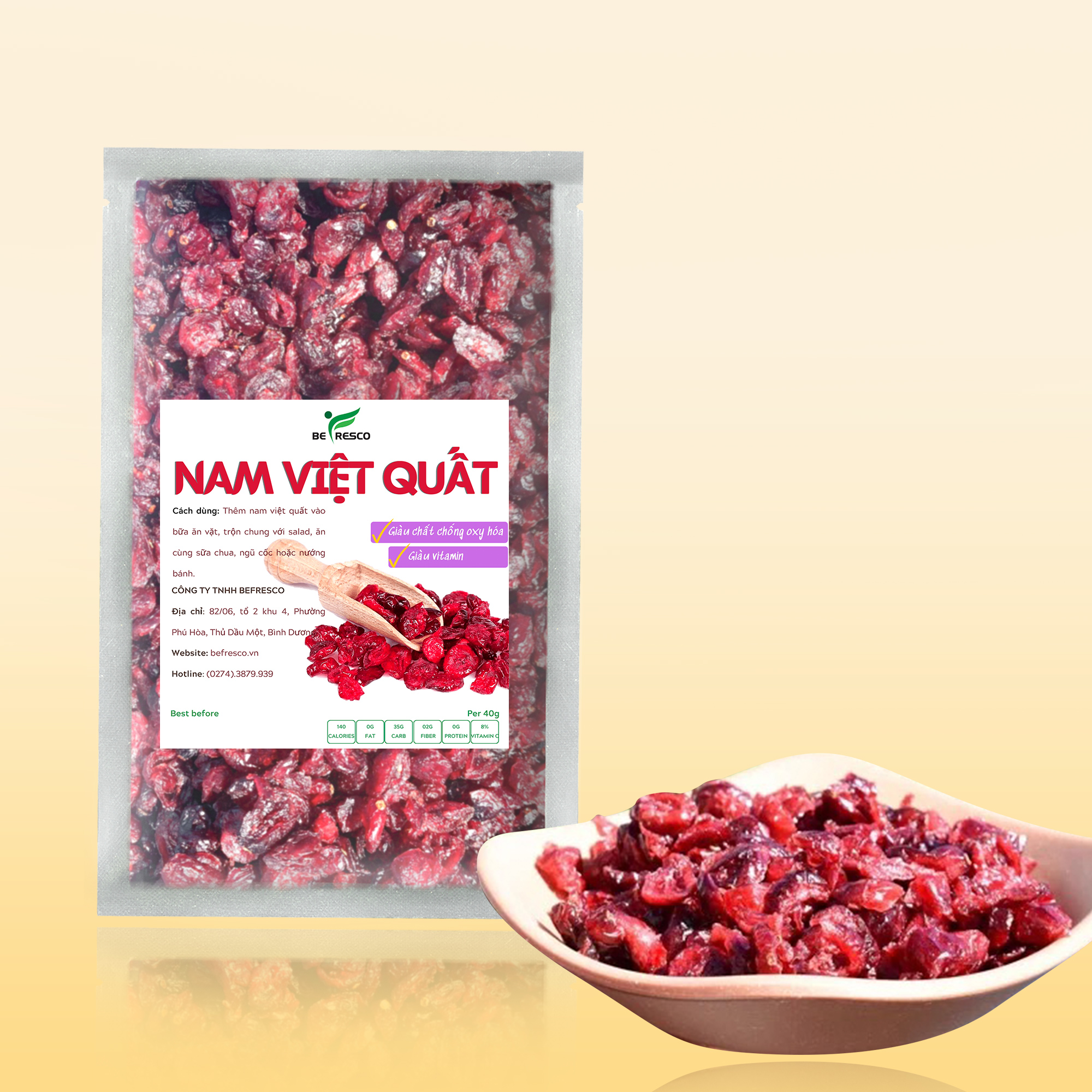 Nam Việt Quất Sấy Không Đường - Be Fresco VN