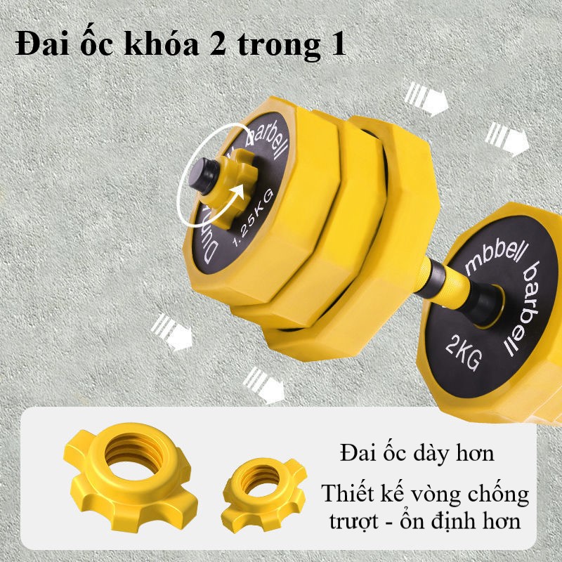 Bộ Tạ Tay Đa Năng 40kg Tháo Lắp Chất Liệu Bột Thép Bọc Vành Nhựa Thế Hệ Mới Đại Nam Sport + Tặng Kìm Và Găng Tay