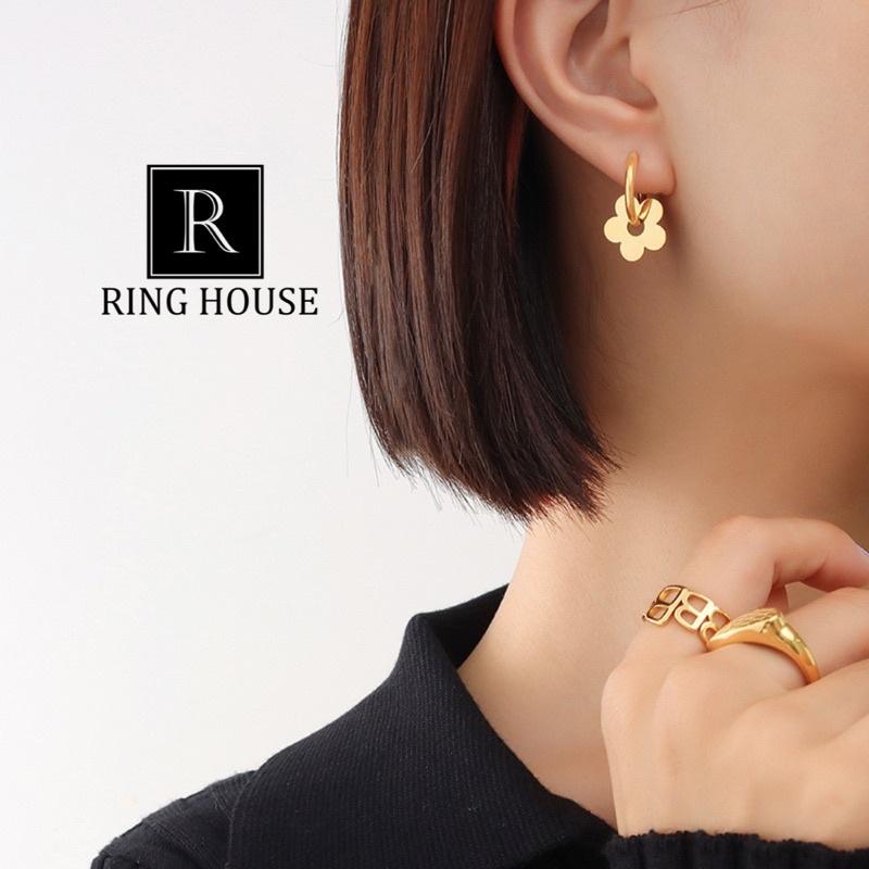 Khuyên tai bông tai nữ titan không đen hoa