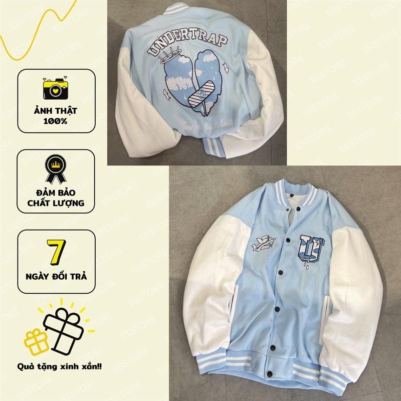 Áo Bomber nỉ U màu xanh unisex ảnh thật SSStore