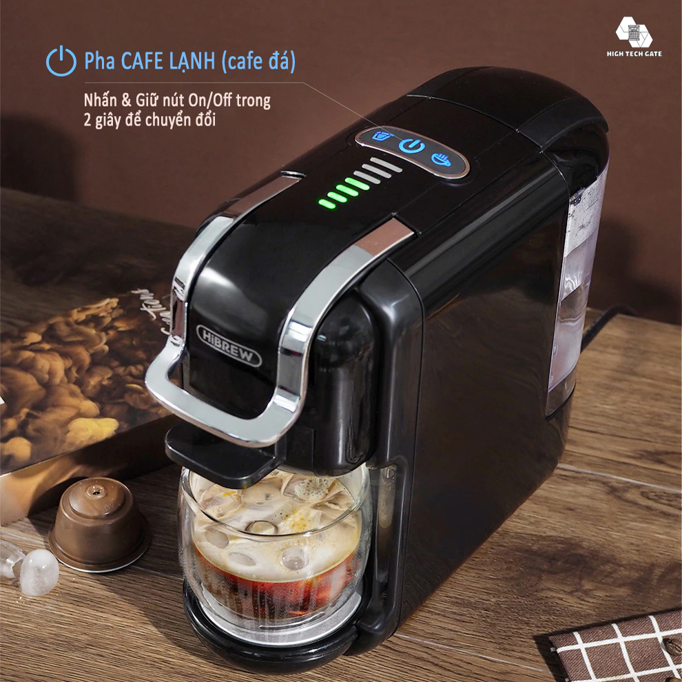 Máy pha cà phê HiBREW H2B phiên bản 5 in 1 đa năng, mini pha cafe espresso, viên nén nespresso, nescafe dolcegusto, Kcup hoặc túi ESE POD gia đình, hàng chính hãng