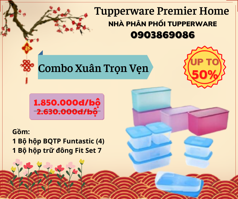 Bộ hộp trữ mát trữ đông Tupperware Combo Xuân Trọn Vẹn