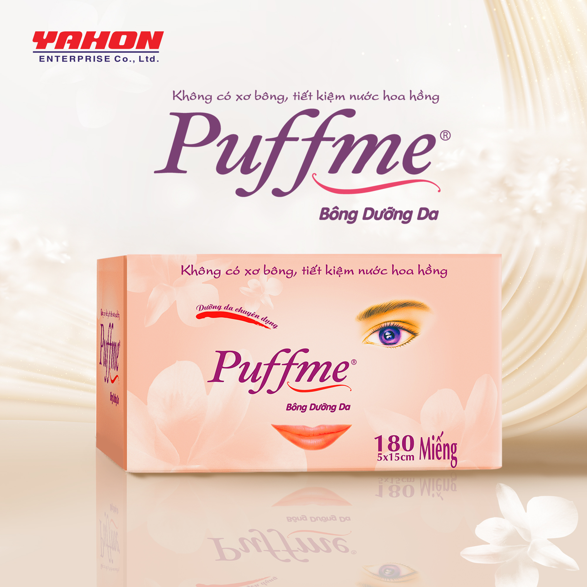 Hộp Bông Dưỡng Da PUFFME Airlaid, 180 Miếng/Hộp