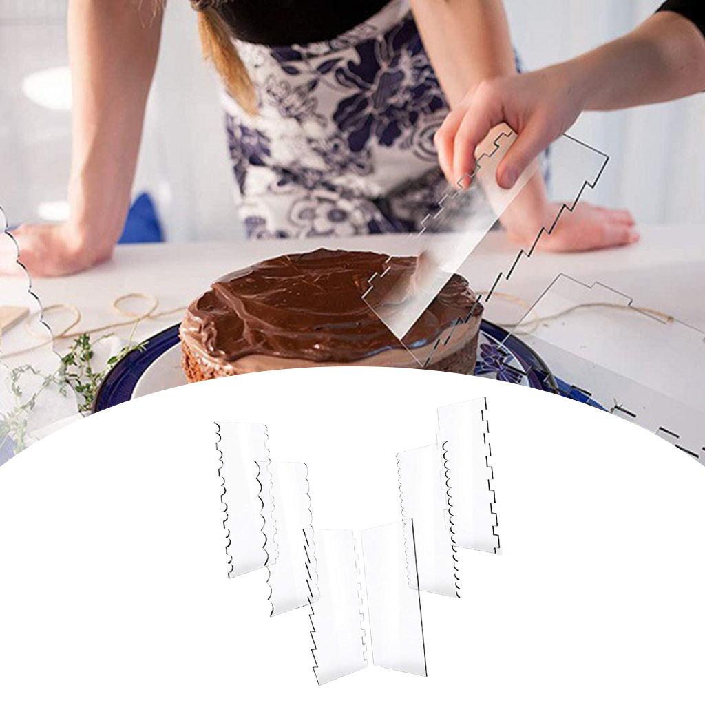 Pack of 6 Cake Scraper Transparent Decorating Cake Smoother Pastry Cutter