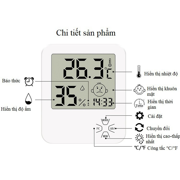 Nhiệt Ẩm Kế Điện Tử Đo Nhiệt Độ Và Độ Âm Phòng  LX8111