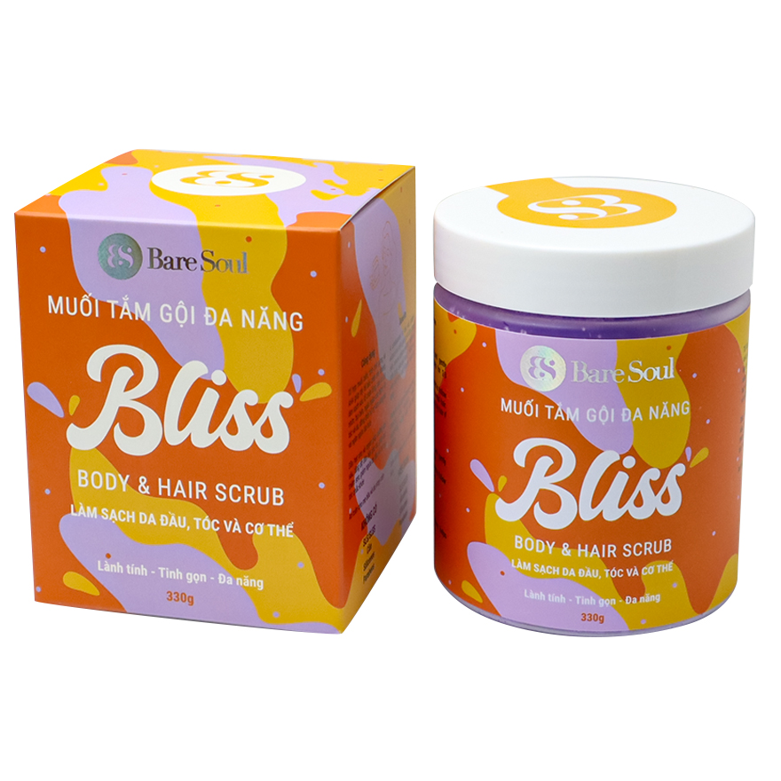 Muối Tắm Gội Dành Cho Tóc Và Cơ Thể BareSoul Tinh Chất Gừng Và AHA Bliss Body &amp; Hair Scrub 330g