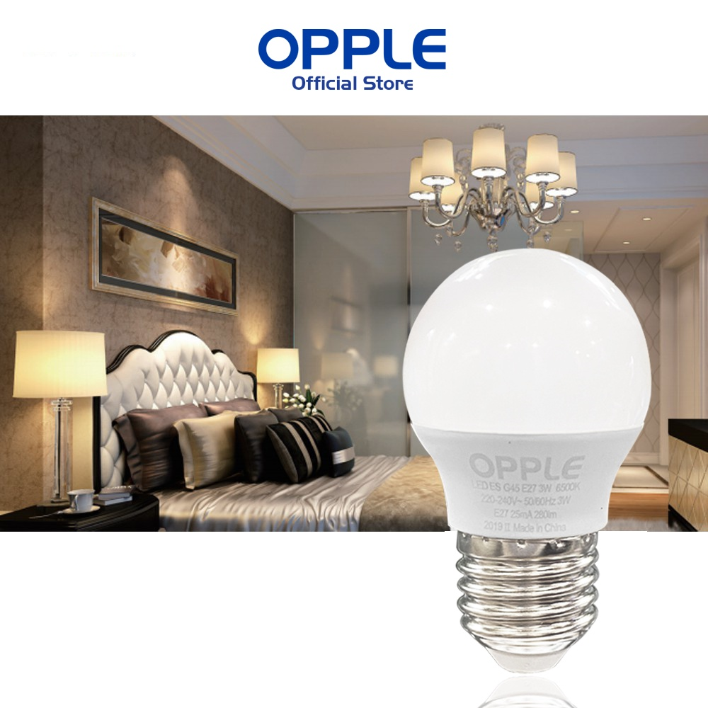 [COMBO 5 BÓNG] Bóng Đèn OPPLE LED Bulb Eco Save G45 E27 3W - Ánh sáng vàng 3000K