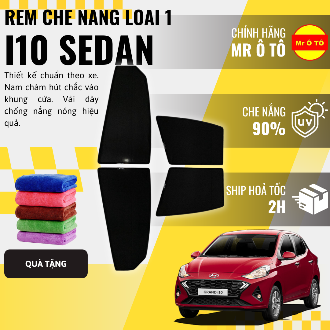 Rèm Che Nắng Xe Hyundai I10 Sedan Loại 1 Mr Ô TÔ Bảo Hành 24 tháng Cam Kết Chuẩn Khít Theo Xe