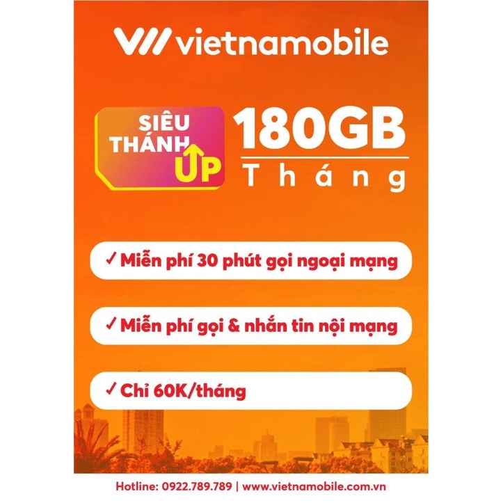 Sim 4G Vietnamobile Siêu Thánh Up (6 GB/ngày, miễn phí nội mạng) - Hàng chính hãng