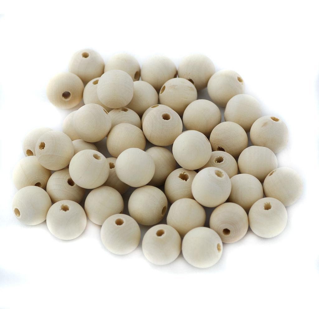 50x 20mm Natural Color Wood Round Wooden Beads Craft Jewelry Making Findings
