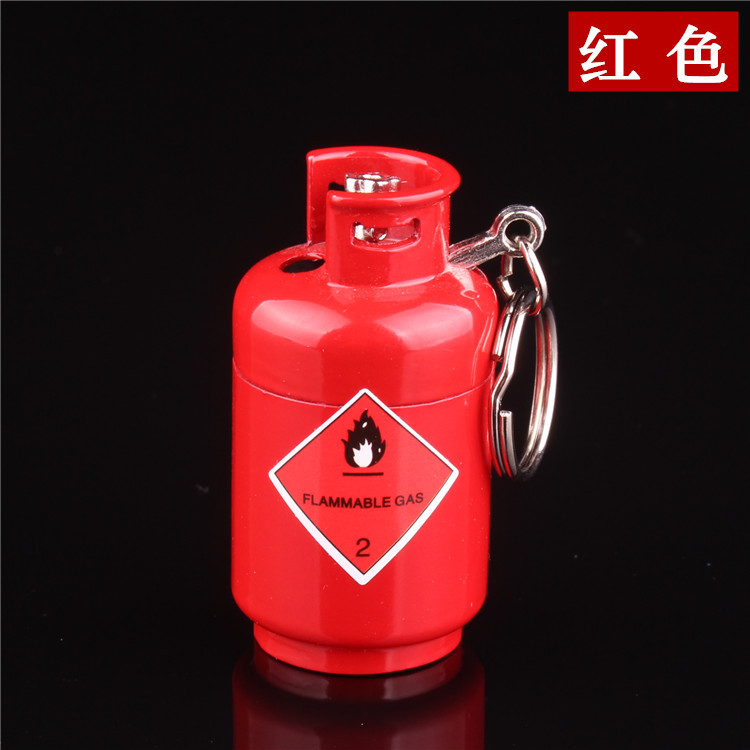 Hột quẹt bật lửa móc khóa hình bình gas (kim loại) - (xài gas)