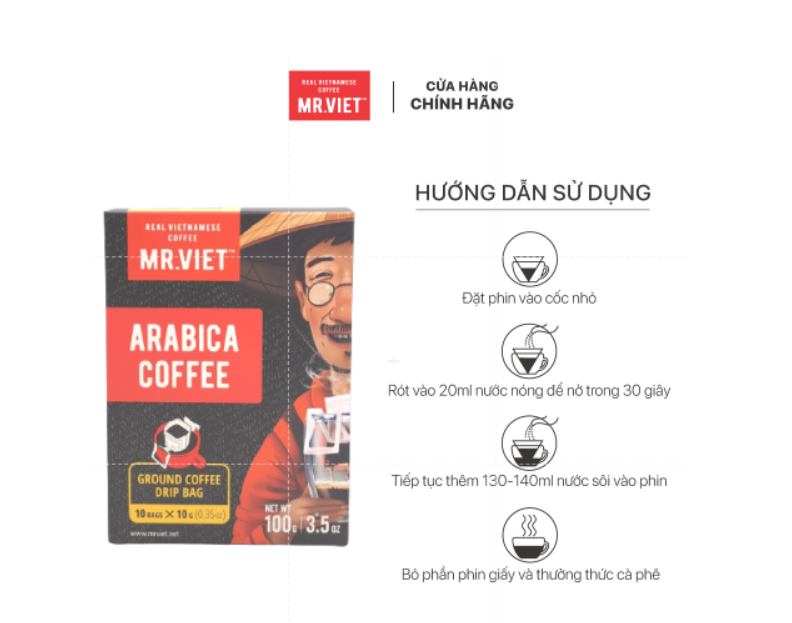 Cà phê phin giấy- cà phê Arabica (Arabica coffee -ground coffee drip bag)100gr